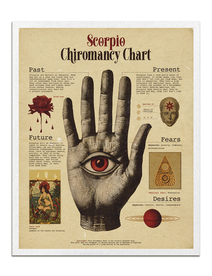 Zodiac Palm Chart Prints