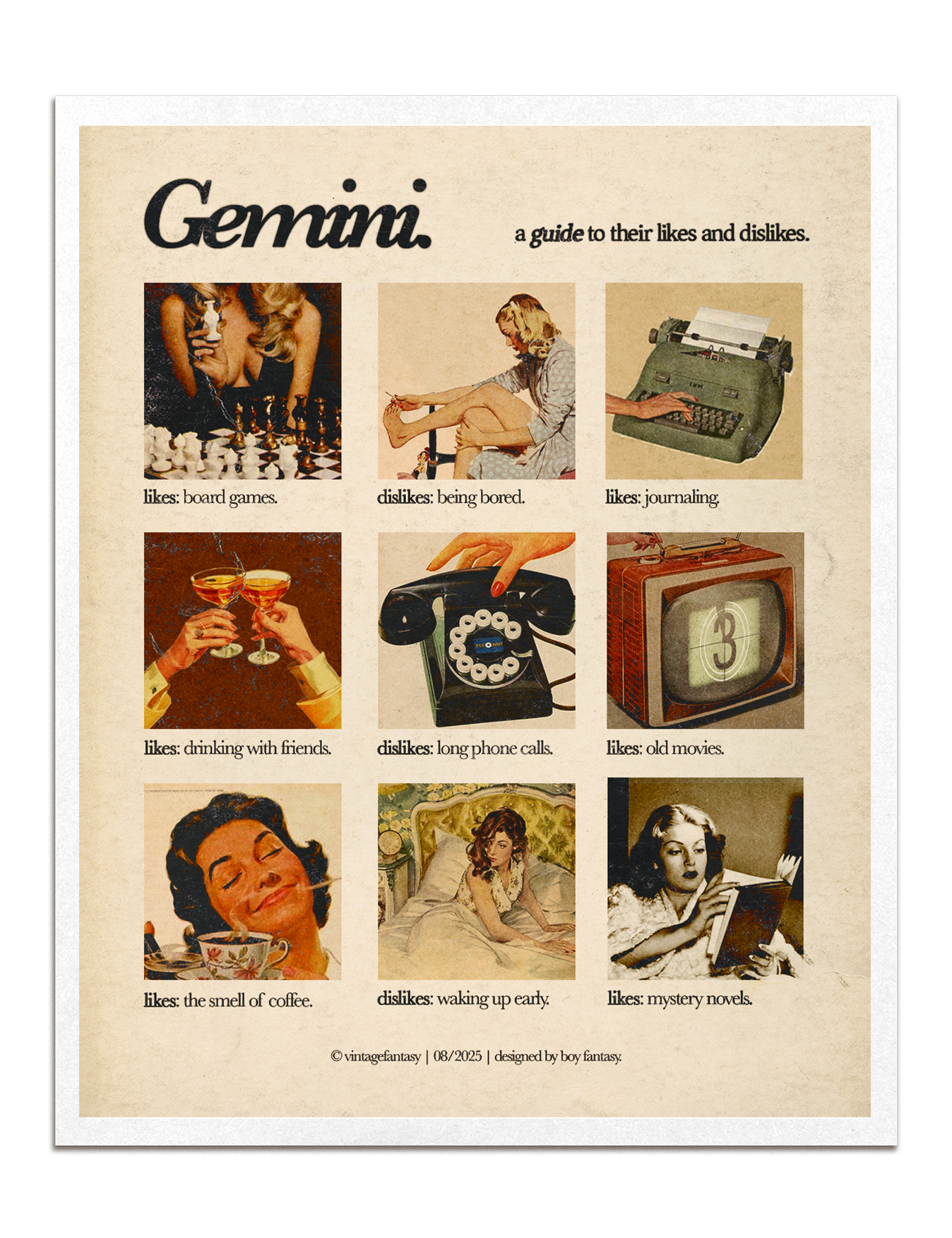 zodiacs likes & dislikes charts