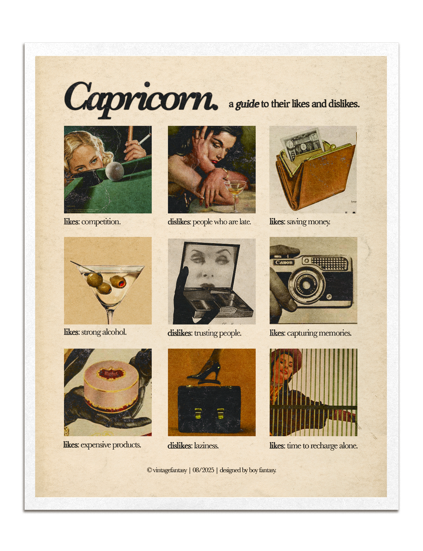 zodiacs likes & dislikes charts